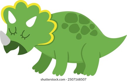 Vector triceratops icon. Cute dinosaur illustration for kids. Funny dino clipart for children isolated on white background. Cartoon prehistoric animal picture
