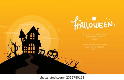 Vector trick or treat halloween party vector design happy halloween greeting text with ghost skull and pumpkin elements 