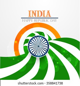 Vector tricolor abstract design with asoka wheel for republic day india.