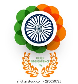 Vector tricolor background with Asoka wheel for independence day India.