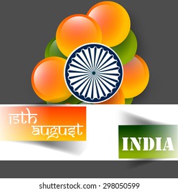 Vector tricolor background or Poster with Asoka wheel on white background for independence day India.