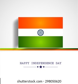 Vector tricolor background or Poster with Asoka wheel on white background for independence day India.