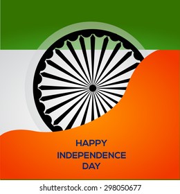 Vector tricolor background or Poster with Asoka wheel on white background for independence day India.
