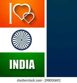 Vector tricolor background or Poster with Asoka wheel for independence day India.