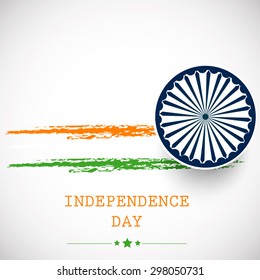 Vector tricolor background or Poster with Asoka wheel on white background for independence day India.