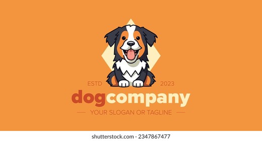 Vector Tricolor Bernese Mountain Dog: Happy and Cute Element for Pet-Related Brands