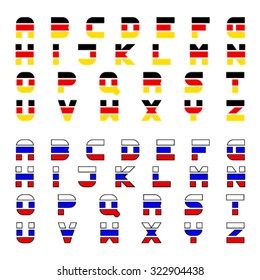 letras del alfabeto del indicador tricolor del vector