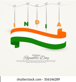 vector tricolor ribbon for republic day with the text of India.