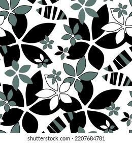 Vector tricolor patrón floral sin fisuras sobre fondo blanco para el diseño de tela.