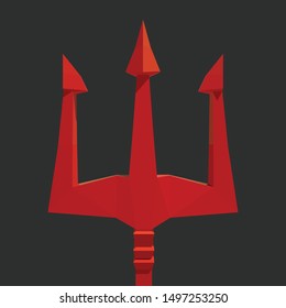 Vector trident of the devil. Illustration for Halloween. Low poly 3d vector illustration.