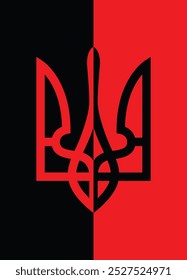 Vektor Trident rot schwarz. Silhouette des ukrainischen Dreizack. Emblem der Ukraine. EPS 10