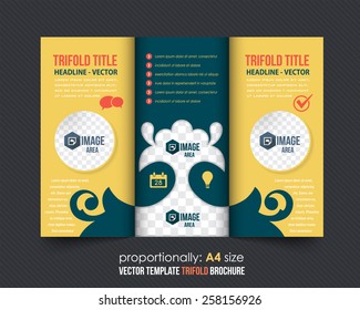 Vector Tri-Fold Brochure Design. Corporate Leaflet, Cover Template