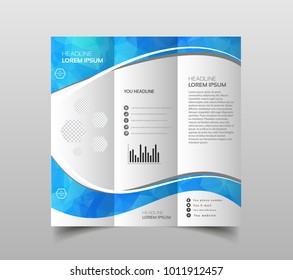 Vector of tri-fold brochure design templates with modern polygonal background on white. Modern triangle presentation template. Business design background, brochure or flyer concept or geometric.