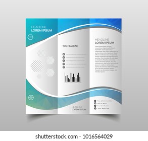 Vector of tri-fold brochure design templates with modern polygonal background on white. Modern triangle presentation template. Business design background, brochure or flyer concept or geometric web