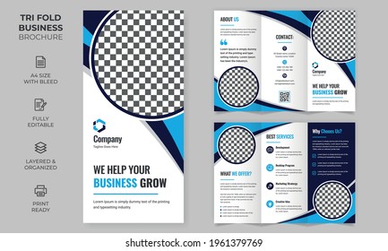 Vector Tri-fold Brochure Template, simple style and modern layout