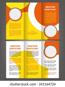 Vector trifold orange brochure print template design