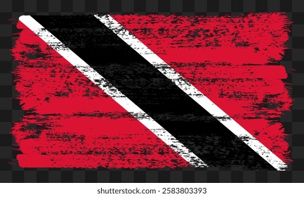 Vector Trinidad and Tobago flag in grunge style on transparent background