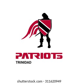 Vector Trinidad and Tobago Flag Patriots Soldier Logo. Mascot Character Design. Memorial Day Army man with Shield. Vector Freedom Leader Logo illustration