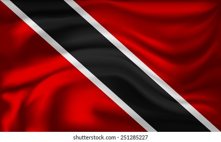 Vector Trinidad and tobago flag, three dimensional render, satin texture