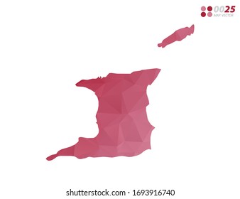 Vector of Trinidad and Tobago map red polygon triangle mosaic with white background. style gradient.
