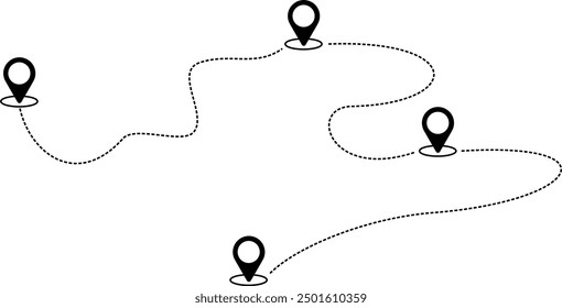 Vector trip planning with stops - Locations and sights - Navigation graphic elements