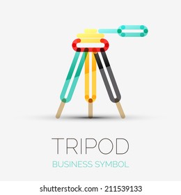 Diseño del logotipo de la compañía de iconos de trípode vectores, concepto de símbolo de negocio, diseño de línea mínimo