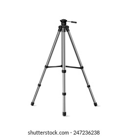 vector tripod, stand realistic metallic silver on a white background