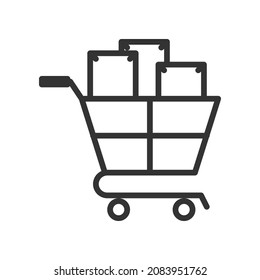 Vector trolley cart outline icon, push and move related 64x64 Pixel, editable stroke white background