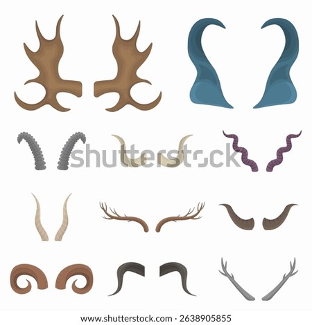 Vector trophy with antler skull wildlife beast devil buck gazelle elk mammal natural shape cow horn game africa death set sharp decor forest head