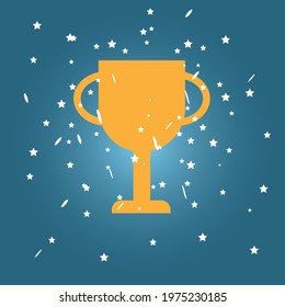 vector trophy award background, golden cup, reward of success, goal achievement, congratulation trophy 