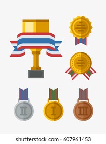Vector trophy champion cup flat icon winner gold award and victory prize sport success best win golden leadership competition illustration.