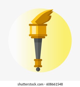 Vector trophy champion fire cup flat icon winner gold award and victory prize sport success best win golden leadership competition illustration.