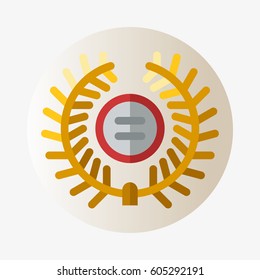 Vector trophy champion medal flat icon winner gold award and victory prize sport success best win golden leadership competition illustration.