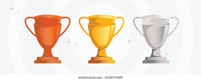 Vector of Trophy collection. Gold, silver, bronze award isolated on white background