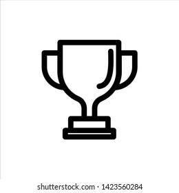 Vector trophy cup outline web icon. champion winner black symbol with flat line style icon for web site design, logo, app, UI isolated on white background
