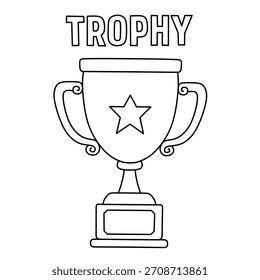 Vector trophy cup with thick line stars, champion award illustration