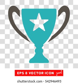 Vector Trophy EPS vector pictogram. Illustration style is flat iconic bicolor grey and cyan symbol on a transparent background.