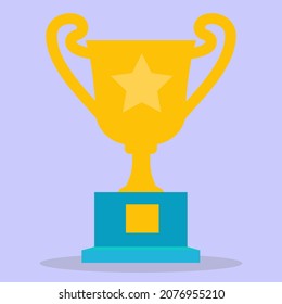 Trofeo vectorial. El vector de la copa de oro con una estrella es un símbolo de victoria.