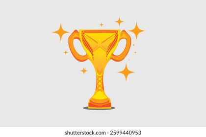 Vector of Trophy. gold Trophy symbol. Flat style, grunge style with dot, best champhionship, trophy award winner, illustration