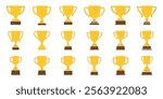 Vector Trophy Icon Collection. Gold Cup Icon Set