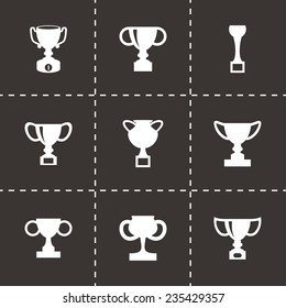 Vector trophy icon set on black background