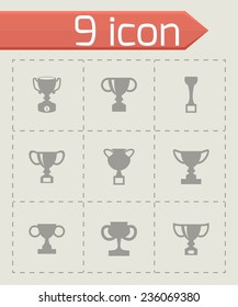 Vector trophy icon set on grey background