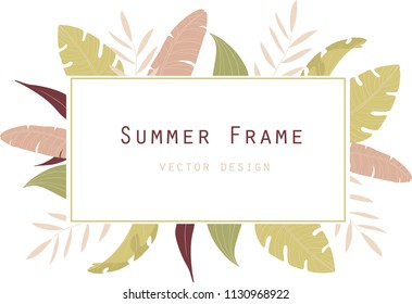 Vector tropic frame summer illustration Wedding cards Cards invitation Wedding wreath 