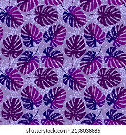 Vector - tropic plants, monstera leaves, watercolor illustration, seamless pattern.