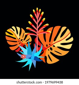 Vector - tropic plants pattern, art, monstera leaves, philodendron and cactus.