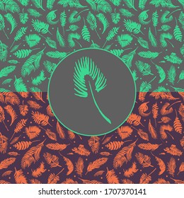 Vector tropical banner with drawings of palm leaves. Natural cosmetic image. Leaf silhouette pattern, wedding invite Hawaii, eco-fashion image. Botanical background for date banner, summer events.