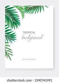 Vector tropical banner. Template for web, wedding, cover, advertising design. Exotic summer background.