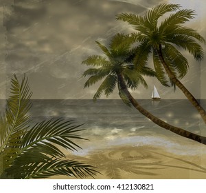 Vector tropical beach 