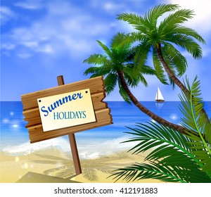 Vector tropical beach 