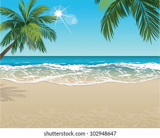 Vector Tropical Beach With Copy Space